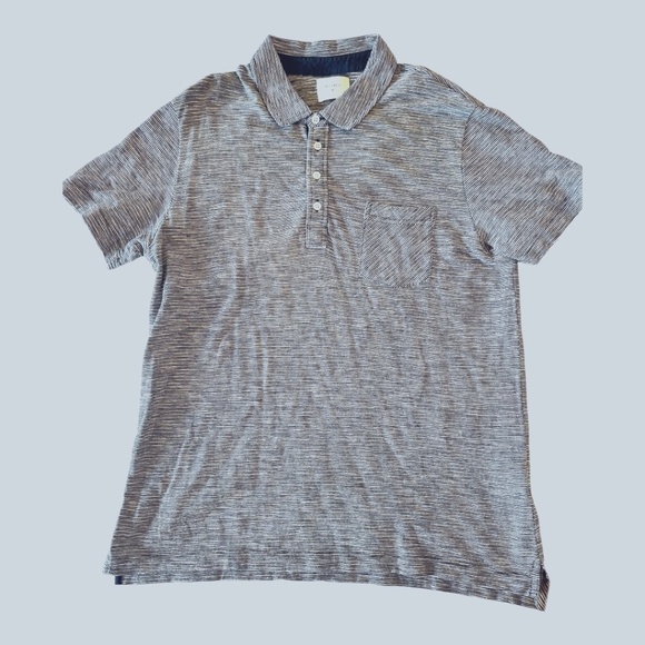 Billy Reid Short Sleeve Polo – XL (Navy/White Thin Pinstripes) - Picture 1 of 6